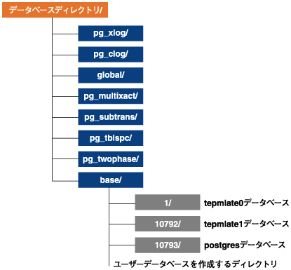 PostgreSQLのデータベースディレクトリ
