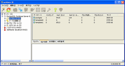 PgAdminIIIによるモニタ