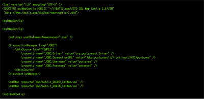 データベース定義ファイル（sqlMapsConfig.xml）