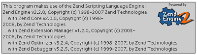 Zend Engineと連係する基本的なモジュール(phpinfoの出力例)