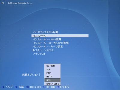 ブート直後(インストール方法選択)