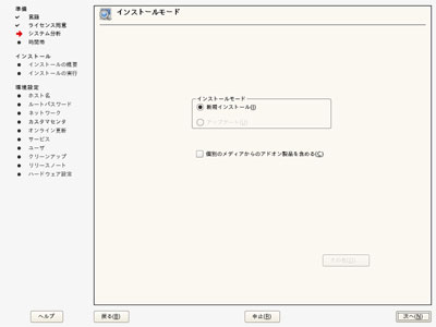 YaST(インストールモード選択)