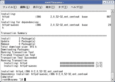 インストール成功画面