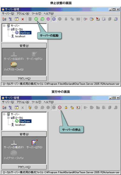 「サーバ管理」画面