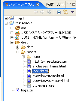 test-reportで作成されたHTMLファイル