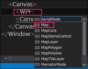 項目の一覧からMapを選択する