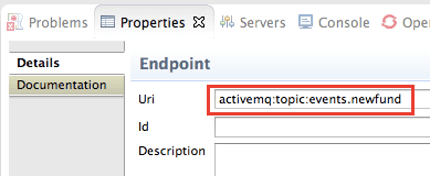 events.newfundという名称のTopicにメッセージが送信できるようになっている