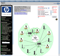 図14: オープンソース・ソフトウエアのNagiosとRRDtoolが組み込まれているHP Insight Control for Linuxの画面。データベース・エンジンもオープンソースのPostgreSQLを採用している。ユーザーは、Webブラウザから、物理ホスト、仮想化ホスト、仮想マシンを一元管理できる。
