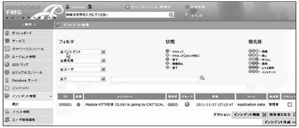 図1 Pandora FMS のインシデント機能